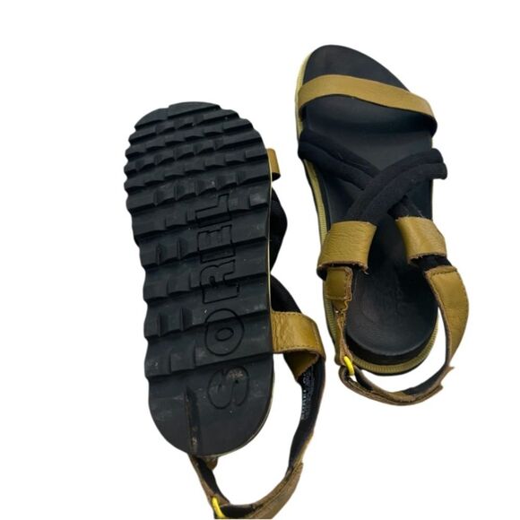 Sorel Leather Slingback Sandals Womens 7.5 Roaming Deacon Yellow Dioxide Gold - Picture 4 of 7